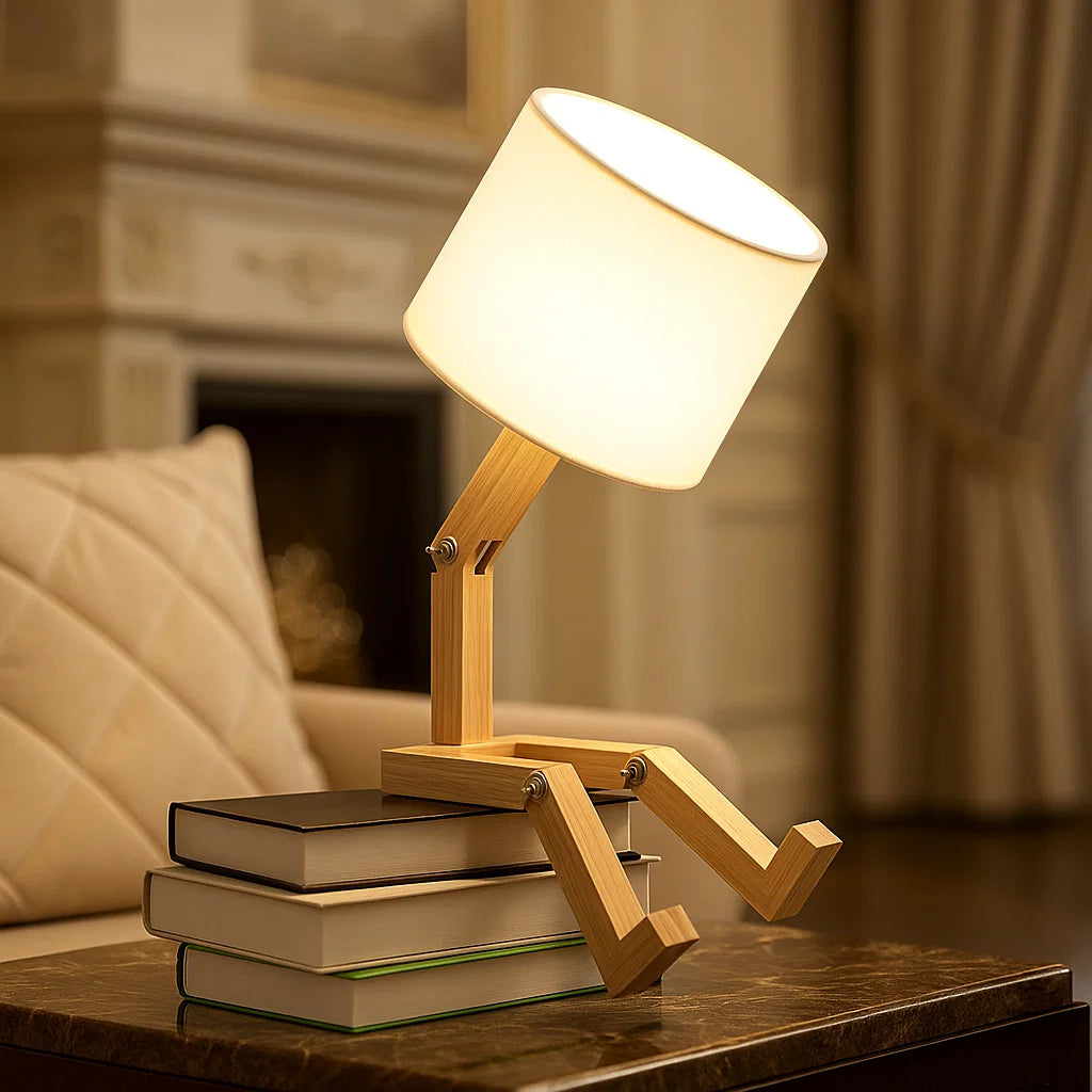 Wooden Table Lamp with Book Holder - Modern Design for Your Home