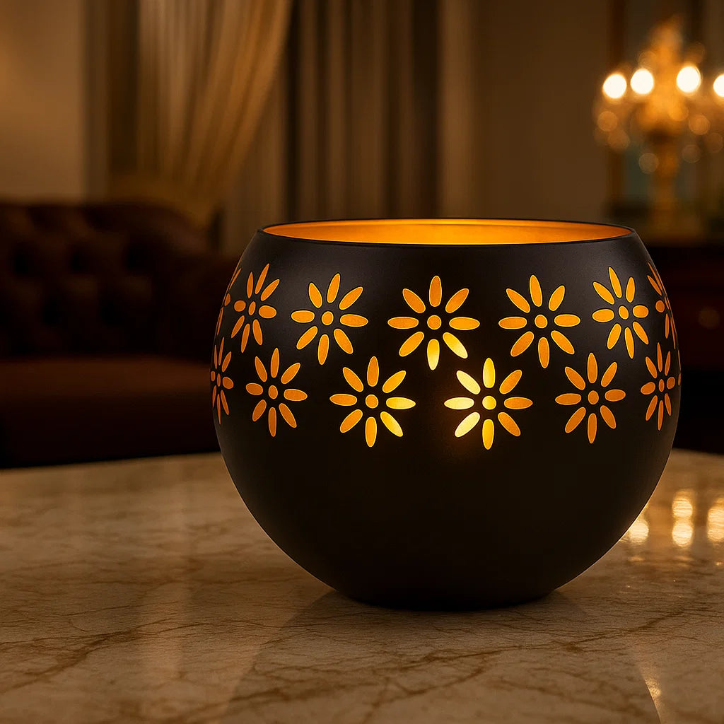 Flower Pattern Candle Lamp - Decorative LED Table Lamp For Stylish Lighting