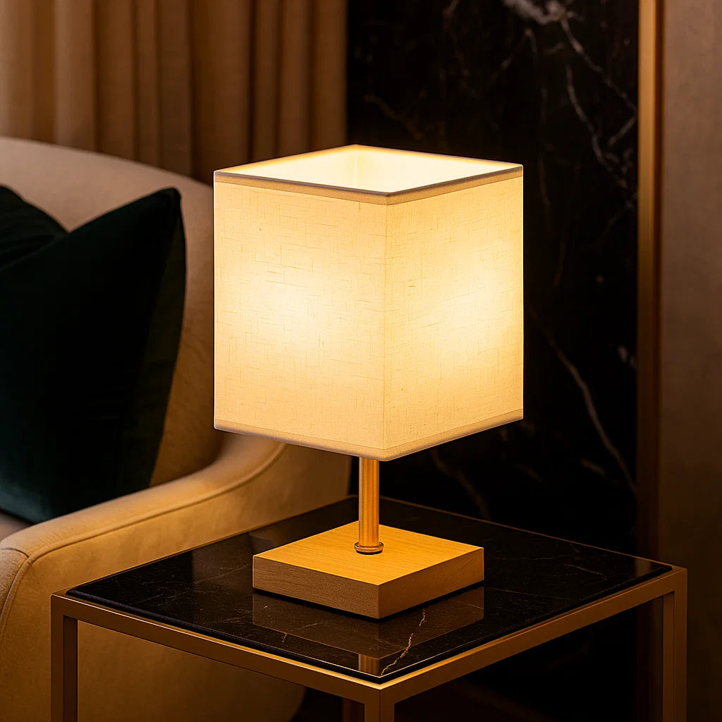 Stylish Minimalist Table Lamp with Wooden Base for Your Home